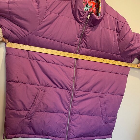 NWOT Isaac Mizrahi Live Reversible Floral Solid Puffer Coat US 5X Lightweight Wi - Picture 9 of 10